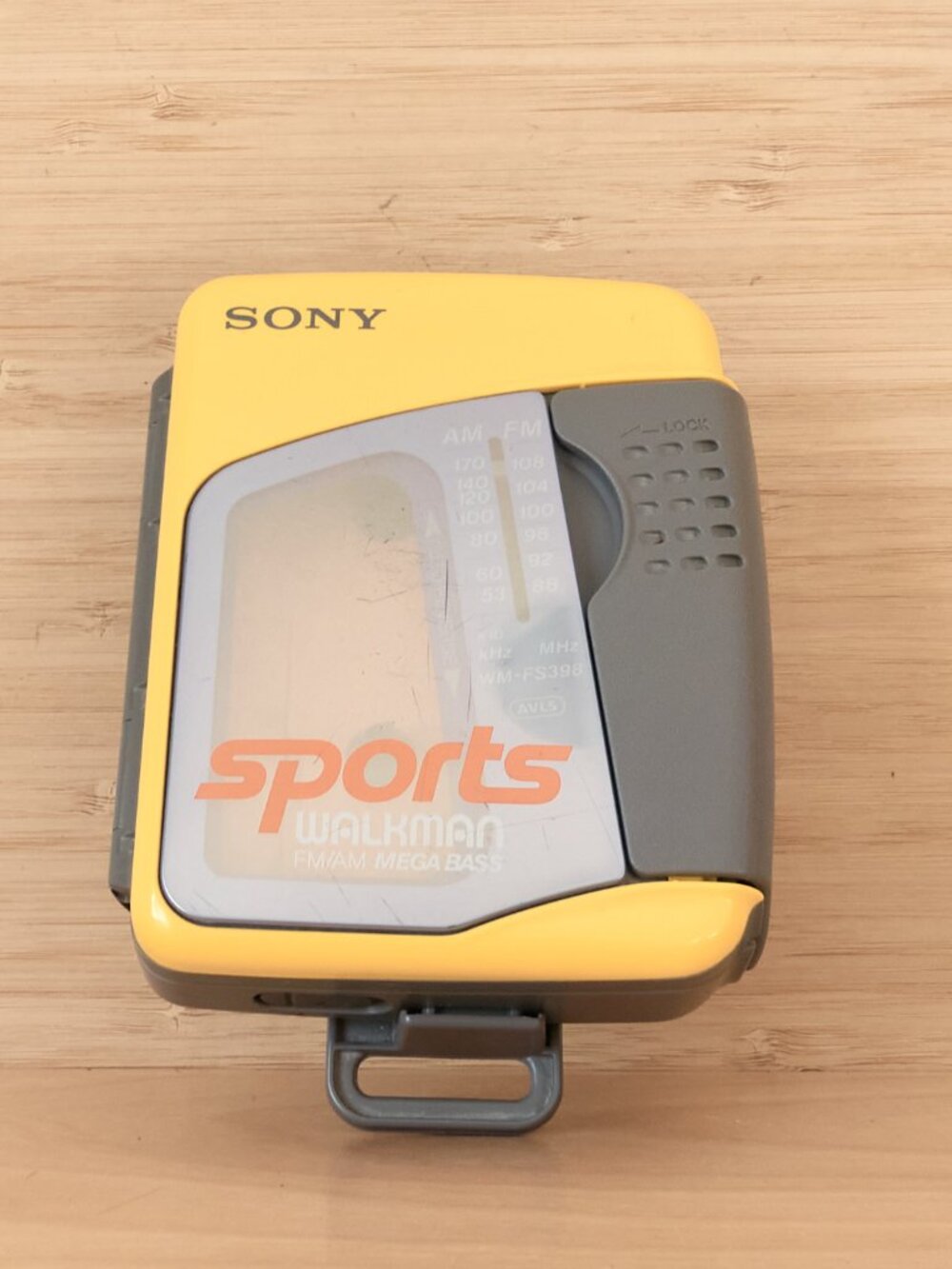 Sony Sports Walkman WM-FS398 FM AM Cassette Player Mega Bass Yellow Gray